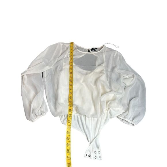 1 State Ladies Transparent Pearl white Bodysuit blouse size M NWT - Picture 9 of 15